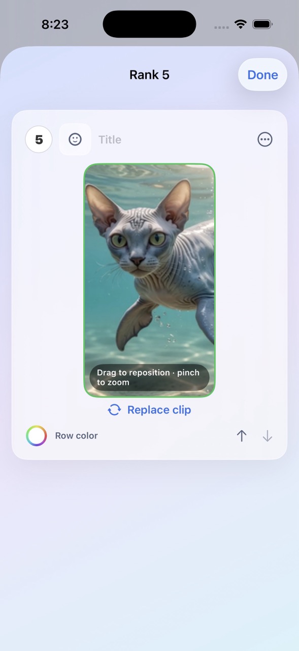 Drag and pinch to crop